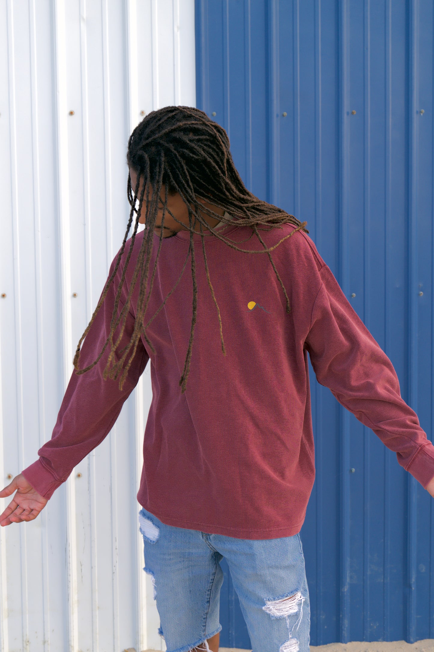 Morning Waffle Oversized Long Sleeve (Red)