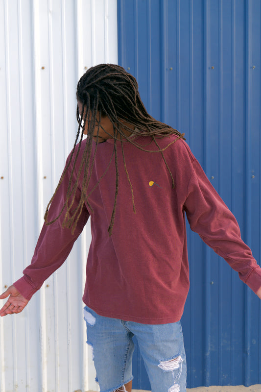 Morning Waffle Oversized Long Sleeve (Red)