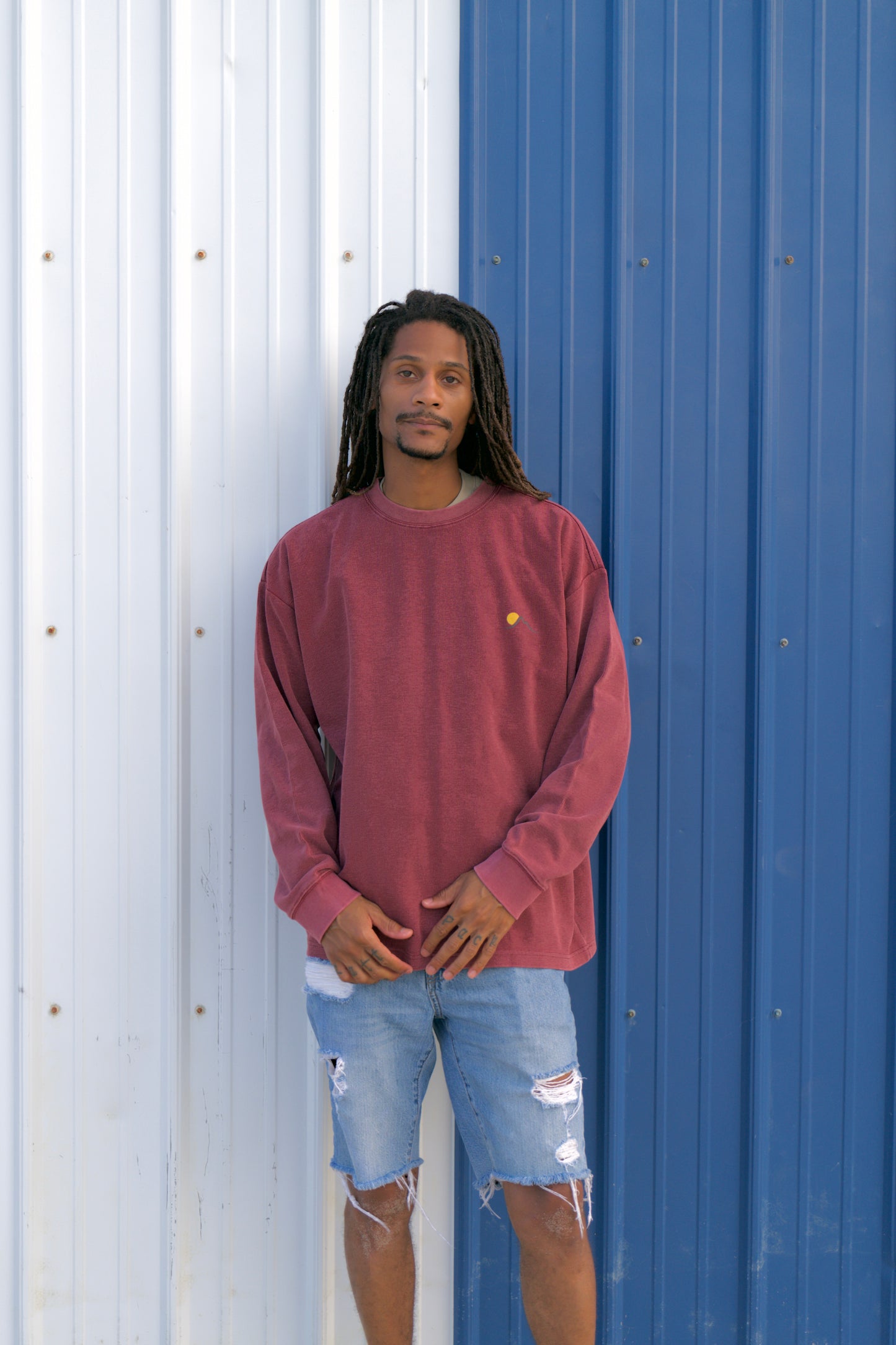 Morning Waffle Oversized Long Sleeve (Red)
