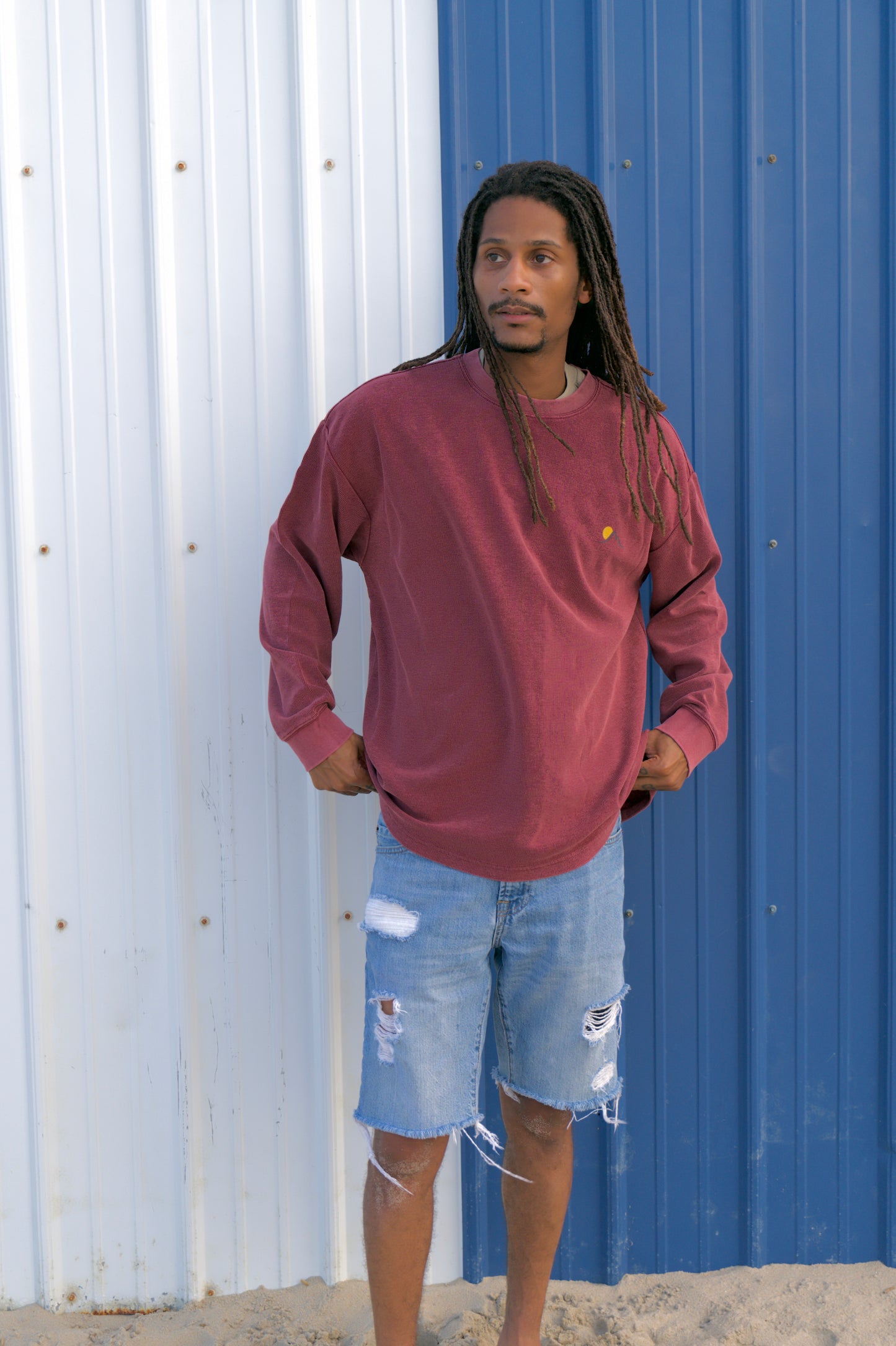 Morning Waffle Oversized Long Sleeve (Red)